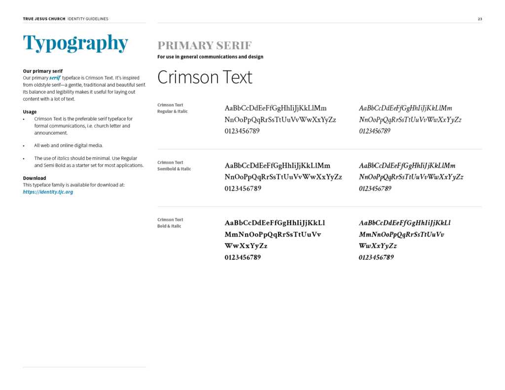 Identity Materials of the True Jesus Church